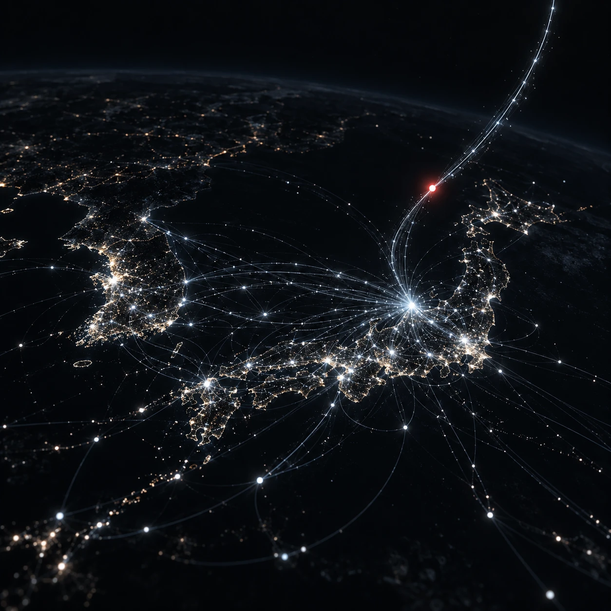 Korea and Japan seen from orbit at night